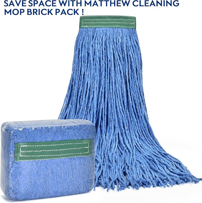 Matthew Cleaning 24oz 12Pack Cotton Mop Head Replacement, Looped-Open String - Image 4