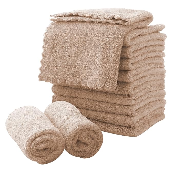 MOONQUEEN Microfiber Facial Cloths Fast Drying Washcloth 12 Pack by MOONQUEEN