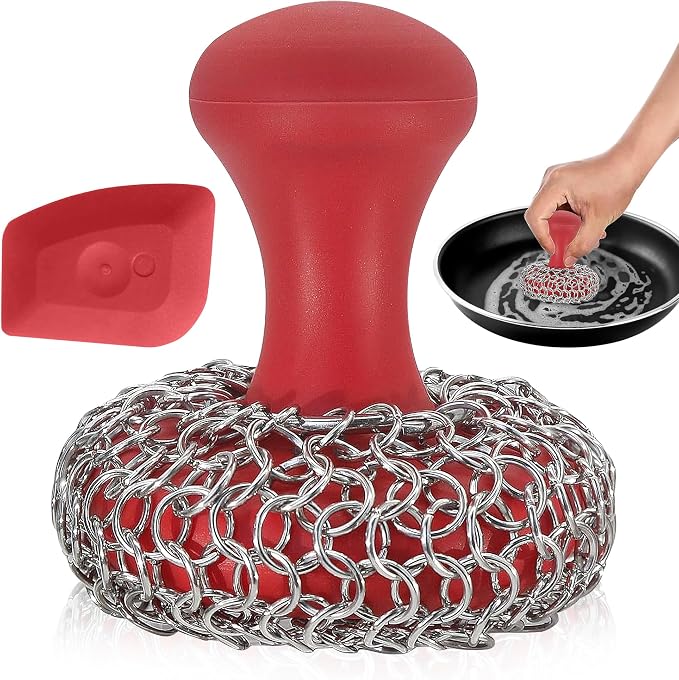 316L Chainmail Scrubber + Pan Scraper + Long Handles by ZYLARK