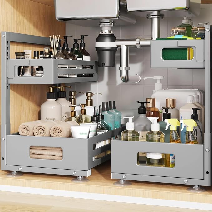 2 Pack Under Sink Organizer, Pull Out Cabinet Organizer by UnderSinkOrganizer