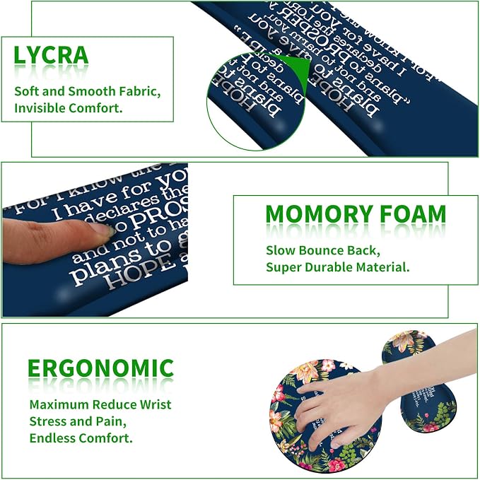 Ergonomic Keyboard Wrist Rests Gel Memory Foam Mouse Pad - Image 3