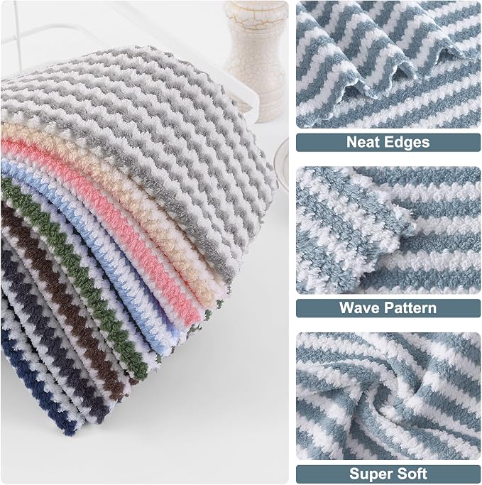 Homaxy 12 Pack Kitchen Dish Cloths, Ultra Soft and Absorbent Dish Towels - Image 4