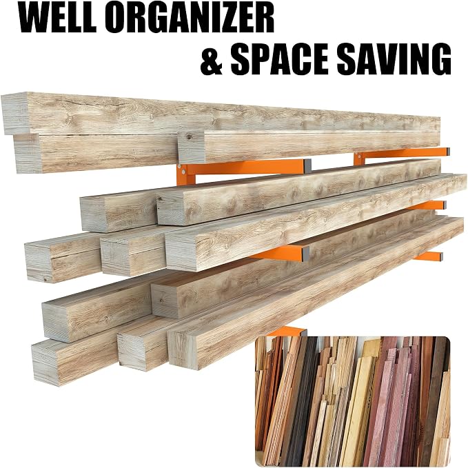 UNITEDPOWER Wall Mount Wood Organizer, Lumber Storage Rack, Heavy Duty Metal - Image 3