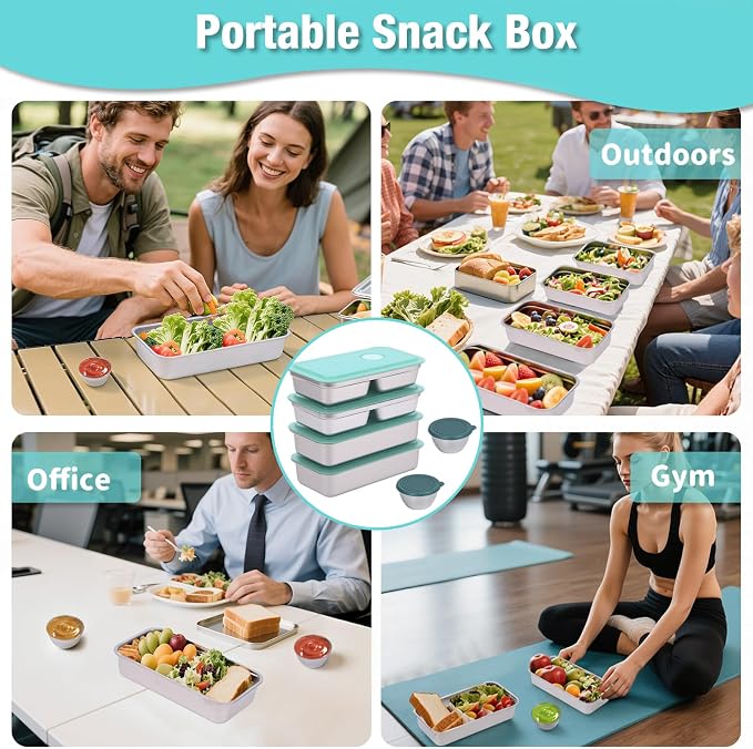 6 Pack Stainless Steel Snack Containers - Image 4
