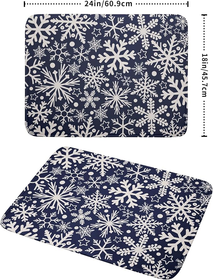 Dark Blue Winter Dish Drying Mat - Image 2