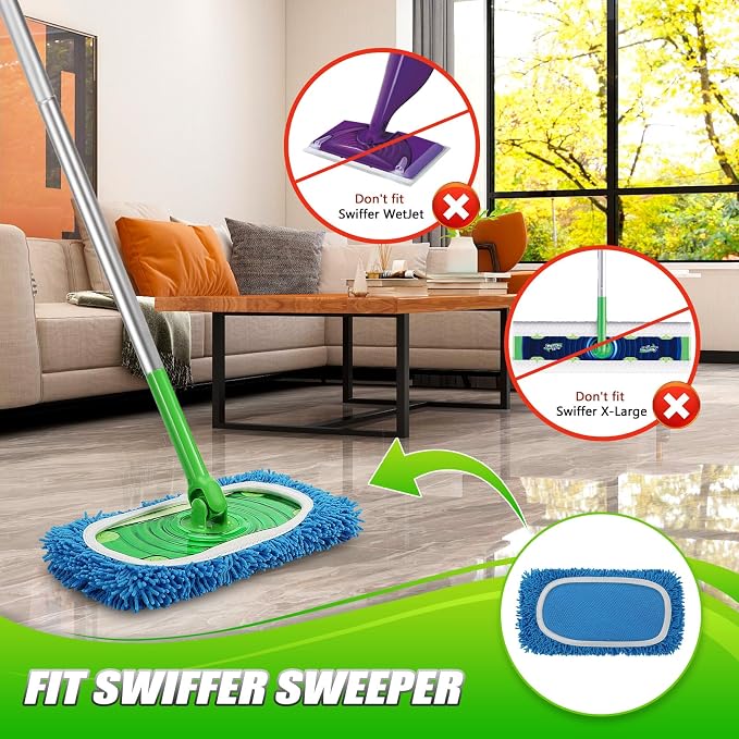 Set of 4 Reusable Microfiber Mop Pads Compatible - Image 2