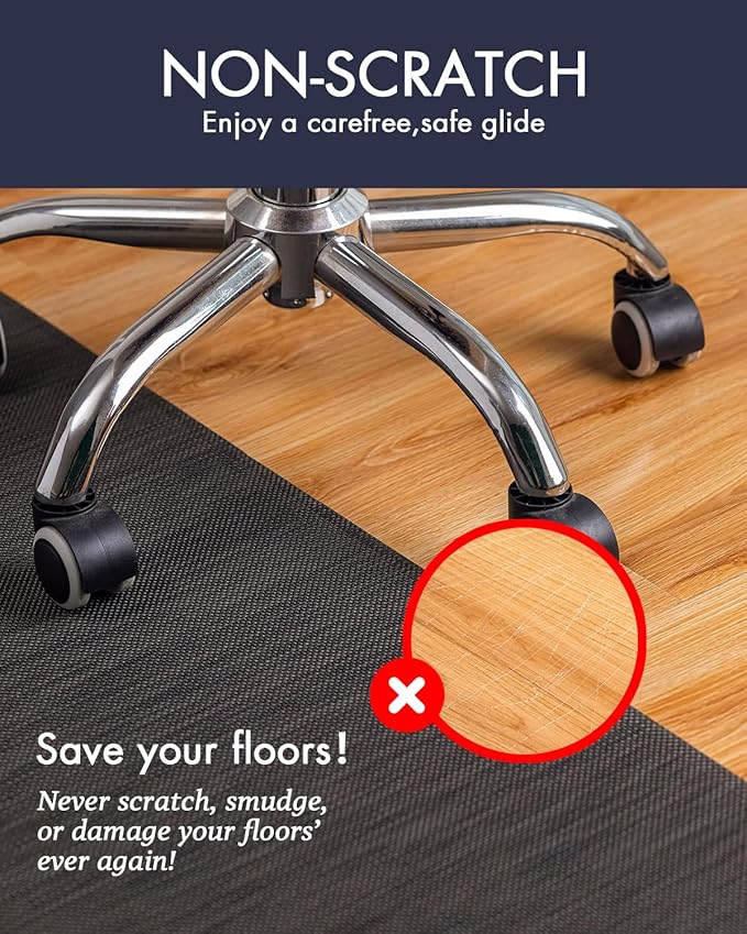 Office Chair Mat for Hardwood Floor Under Desk Computer Rolling Chair Mat for Wood/Tile Floor Non-Slip Heavy Duty Desk Rug PVC Plastic Hard Floor Protector 45"x 58" (Espresso)