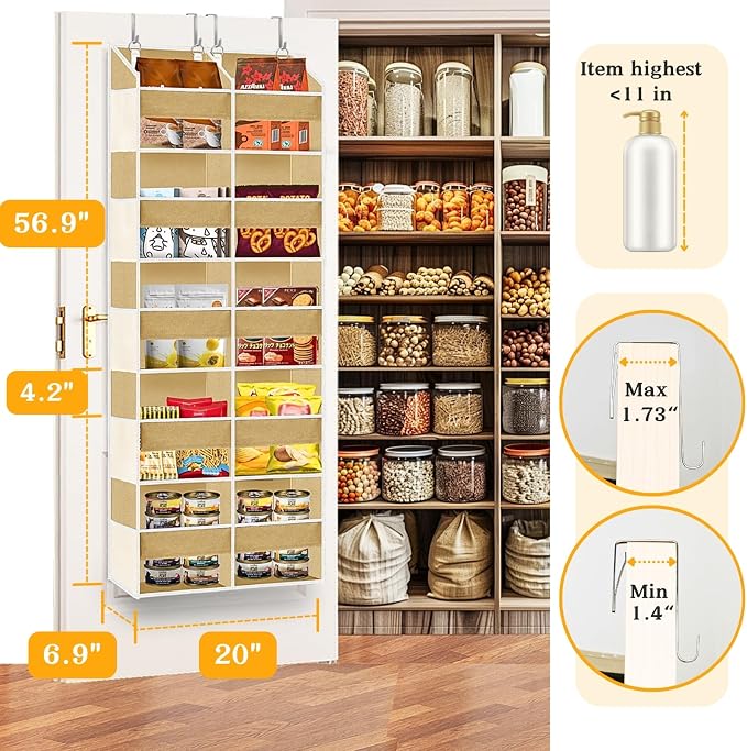 Over the Door Organizer 5 Tiers, Extra Large Behind Door Storage of 10 - Image 3