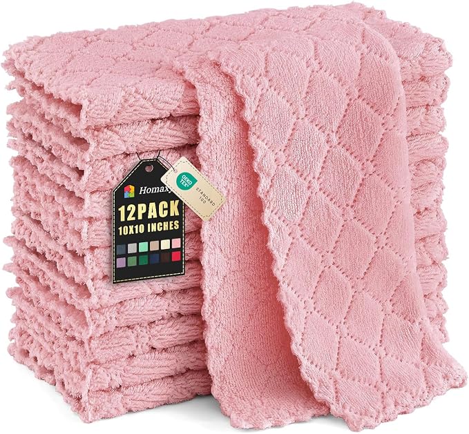 Homaxy 12 Pack Kitchen Dish Cloths, Super Soft and Absorbent Coral Velvet Dish by Homaxy