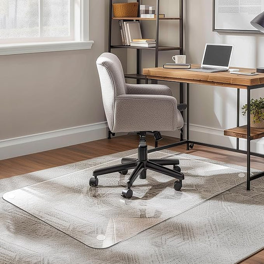 Office Chair Mat for Carpet & Hardwood, Upgraded 29" x 48" Dual Use Tempered by Furnbar