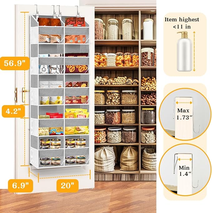 2 Pack Over The Door Organizer 5 Tiers, Extra Large Behind Door Storage of 10 - Image 3