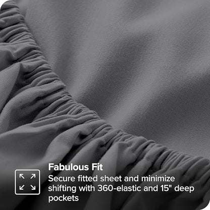Bare Home Fitted Bottom Sheet Twin Extra Long - Premium 1800 Microfiber - Ultra-Soft Wrinkle Free - Deep Pocket - Twin XL Fitted Sheet (Twin XL, Grey)