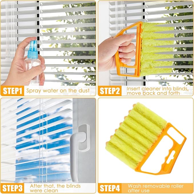Geiserailie 2 Pcs Window Venetian Blind Cleaner Duster Tool Washable 7 Fingers - Image 5