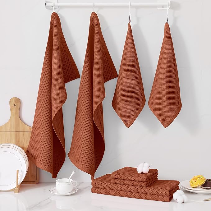 Homaxy 100% Cotton Kitchen Towels and Dishcloths Set, 12 x 12 Inches and 13 x - Image 7