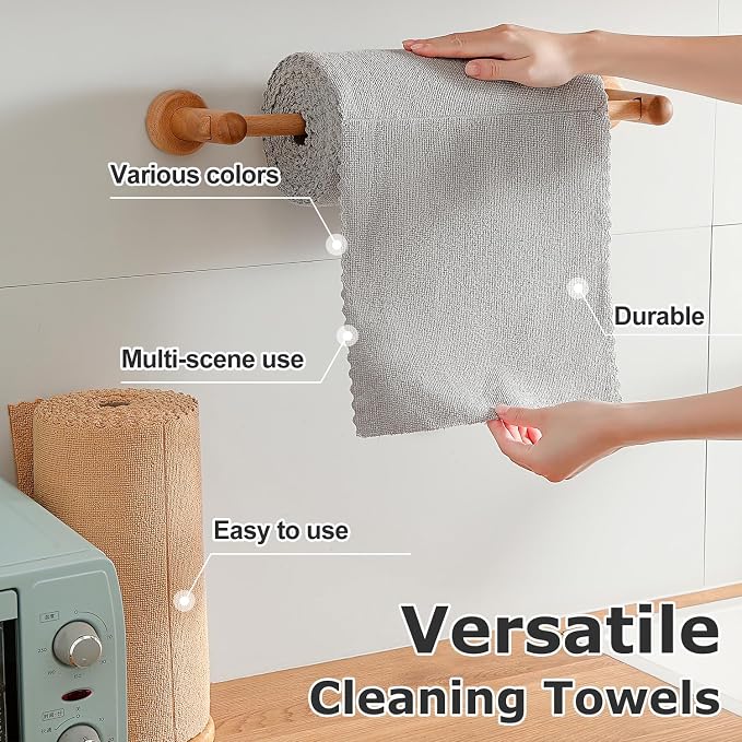 Jessy Home 80 Pack Reusable Paper Towels Grey Microfiber Cleaning Cloth Roll - Image 4