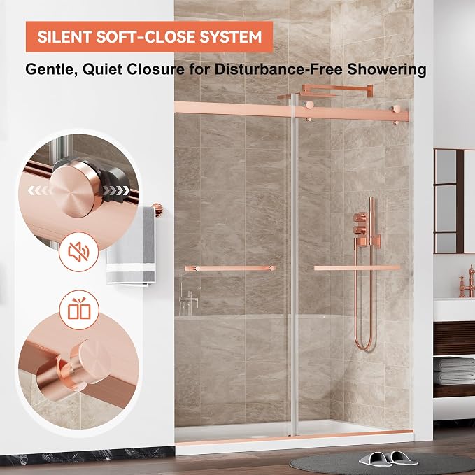56"-59" W x 75" H Frameless Shower Door, Double Sliding Shower Door, 5/16" - Image 2