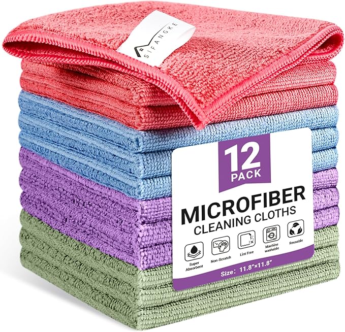 Microfiber Cleaning Cloth, 12 Pack Assorted Color Cleaning Rags by Unknown