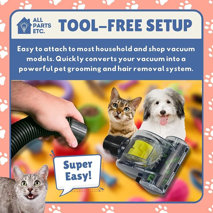 Vacuum Pet Brush Attachment Kit 5-Pack – Dog Grooming Tools - Image 5