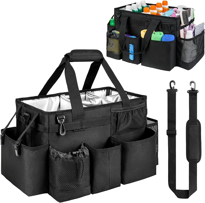Cleaning Caddy Bag, Large Cleaning Supplies Organizer by Jaffzora