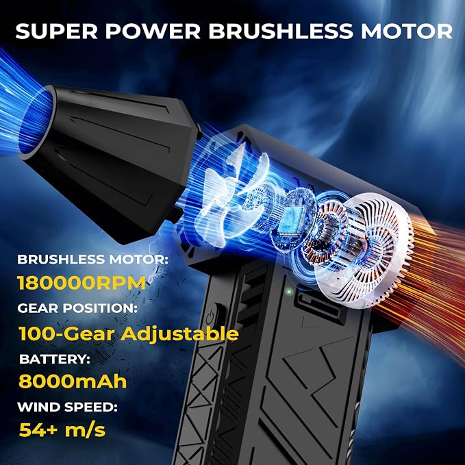 Compressed Air Duster and Vacuum 2 in 1, 180000RPM Powerful Electric Air Duster - Image 2