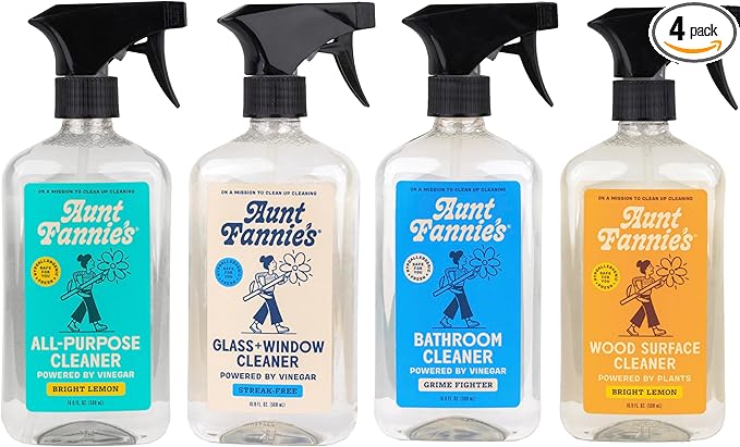 Aunt Fannie's Cleaning Spray Variety Pack, Lemon All Purpose Vinegar, Glass & by AuntFannies