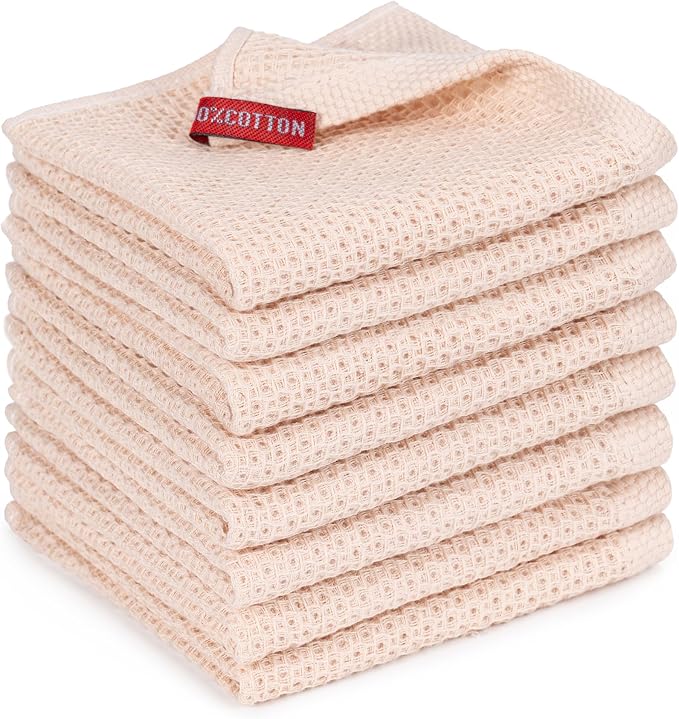 BOOMIBOO 8-Pack Kitchen Dish Cloths, 100% Cotton Waffle Weave, Ultra Soft by BOOMIBOO