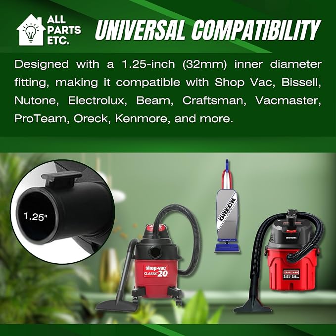 Vacuum Carpet Brush Nozzle Attachment, 1.25” Turbo Floor Brush Accessories - Image 3