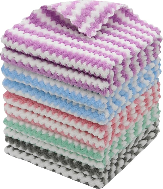 Microfiber Cleaning Cloth Lint Free Cleaning Rags, 10 Pack Fast Drying Dish Rags by HFGBLG