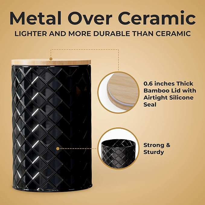 Pebble & Stem® Black Metal Canister Set - Image 2