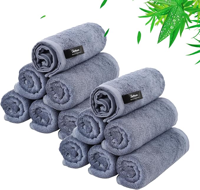 Wash Cloths 12 Pack, Reusable Makeup Remover Towel, Super Soft and Gentle Face by Jeffsun