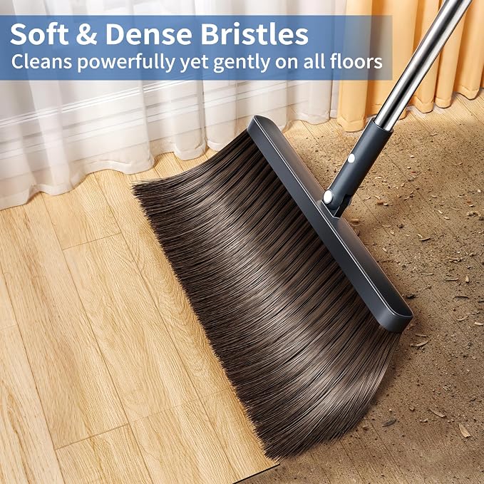 Broom with Dustpan Combo Set, Broom and Dustpan Set with 51.6" Long Handle & - Image 2