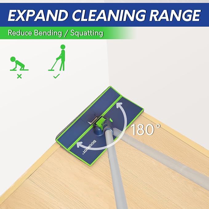 BOOMJOY Wall Cleaner Mop with Foldable Panel, Baseboard Cleaner Tool with 72" - Image 4