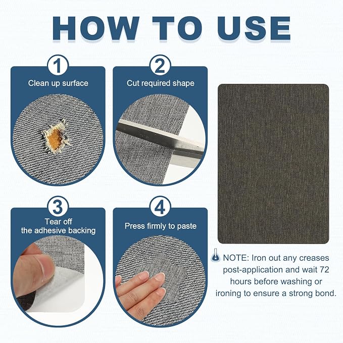 PATIKIL 8x11 Inch Linen Repair Patches, Dark Gray - Image 4
