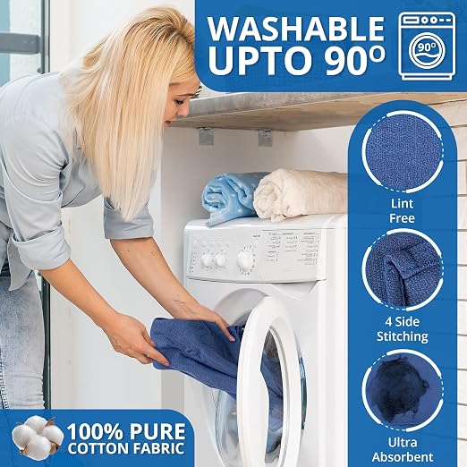 Surgical Towels for Cleaning Huck Towels 12 Pack 100% Cotton Size 15x25 Blue - Image 3