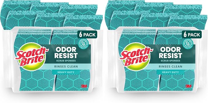Scotch-Brite Odor Resist Heavy Duty Scrub Sponge, Dishwasher-Safe Kitchen by Scotch-Brite