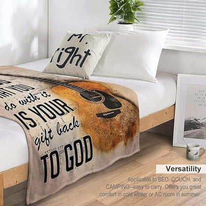 Guitar Music Blanket Gifts for Girls Women Men - Soft Warm Cozy Fleece Throw for Kids Adults - Couch Sofa Bed 40"x50"