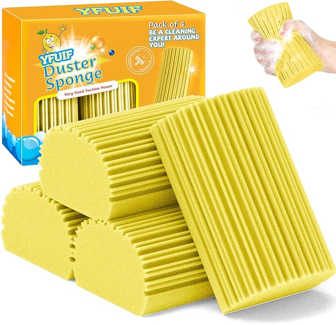 4 Pack Damp Clean Duster Sponge, Magic Sponge Eraser by YFUIF
