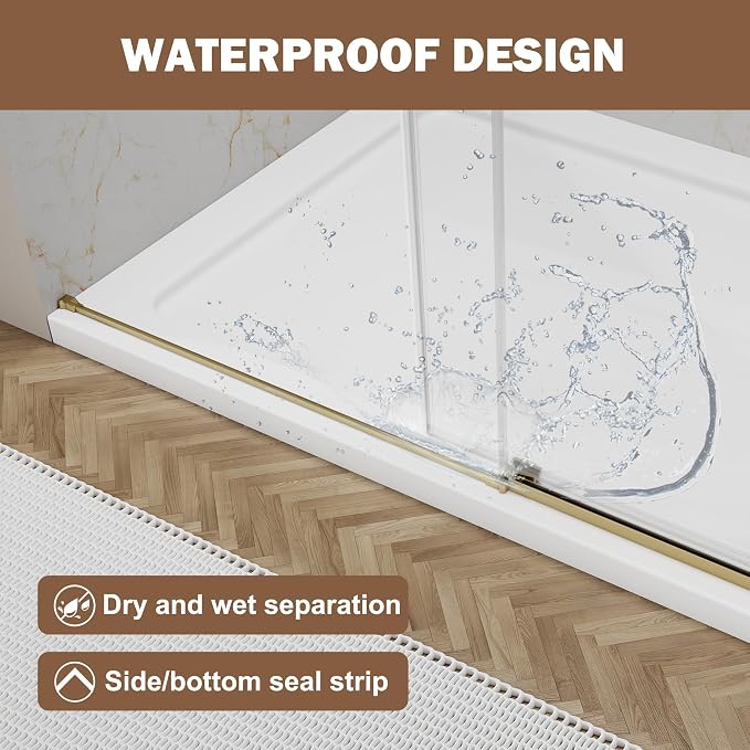 Frameless Sliding Shower Door 56–60" W x 76" H, 5/16" Tempered Glass - Image 8