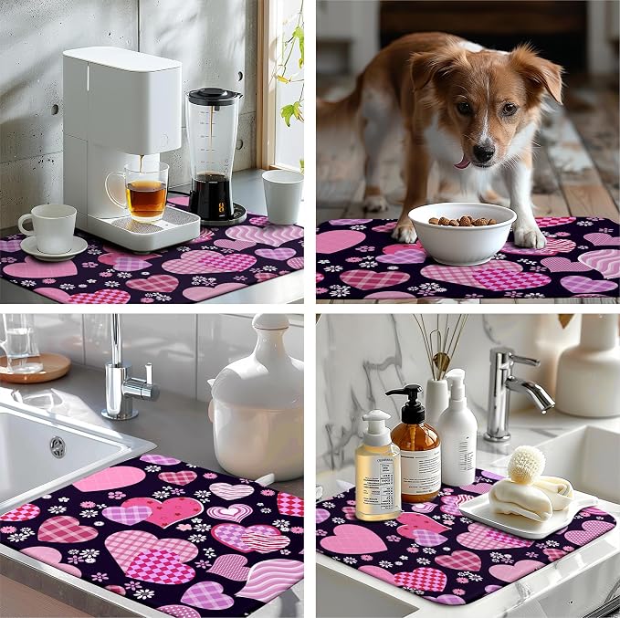 Valentine Pink Love Heart Dish Drying Mat - Image 7
