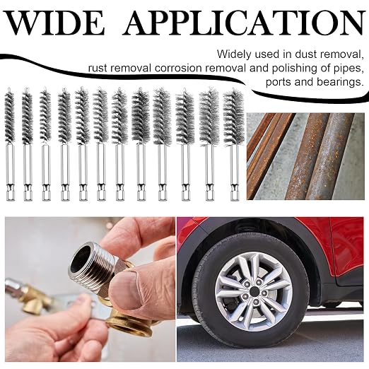 Patelai 12 Pcs Stainless Steel Wire Bore Brush Different Size Twisted Cleaning - Image 5