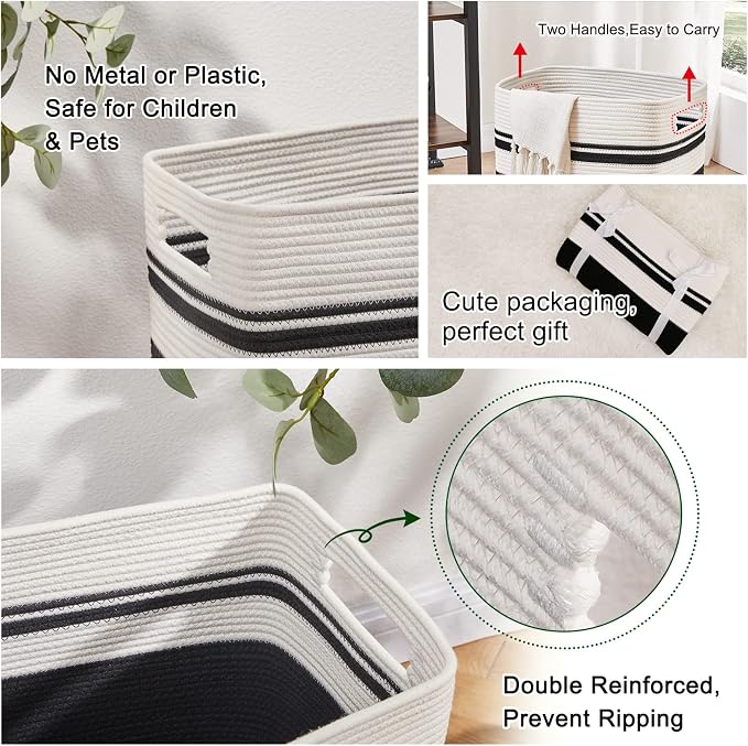 OIAHOMY Laundry Hamper-Laundry Basket, Tall Cotton Storage Basket - Image 4