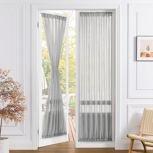 Tollpiz Sheer Door Curtain Closet Linen Textured Curtains Sheer Doorway Light by Tollpiz