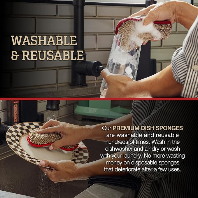 CAMPANELLI Premium Dual-Sided Dish Sponge | Chenille Microfiber & DiamondFiber - Image 6