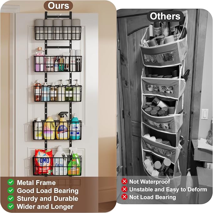 Adjustable Over the Door Organizer, Metal Hanging Door Organizer - Image 3