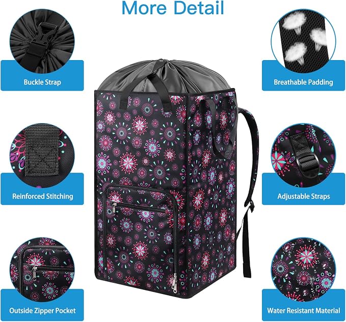 Bukere Laundry Backpack Bag for Women Girls, Extra Large Laundry Basket Hamper - Image 6