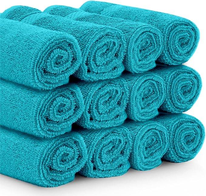 White Classic Luxury Cotton Washcloths 13x13 Inch - Image 3
