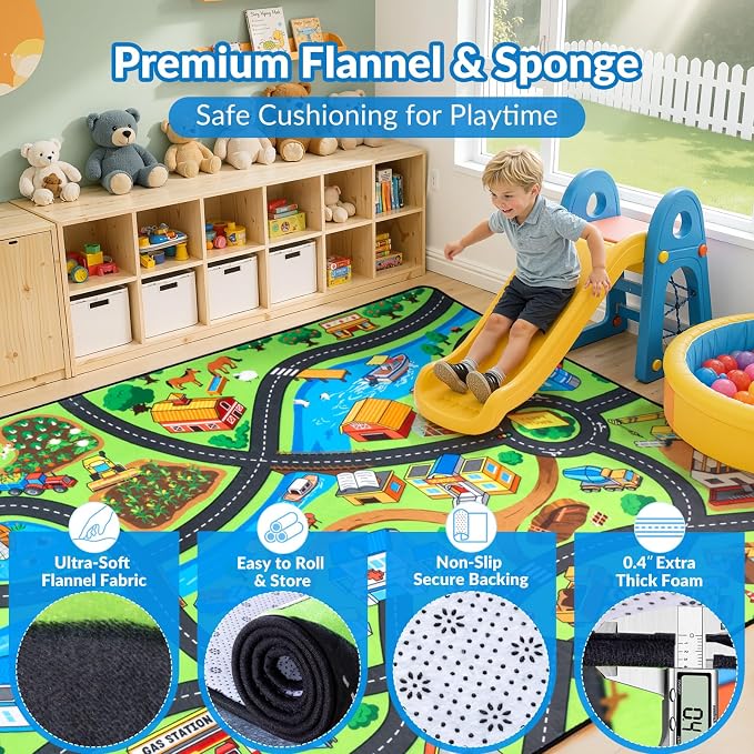 Kids Rug, 5x7 Ft City Farm Play Rug - Image 3