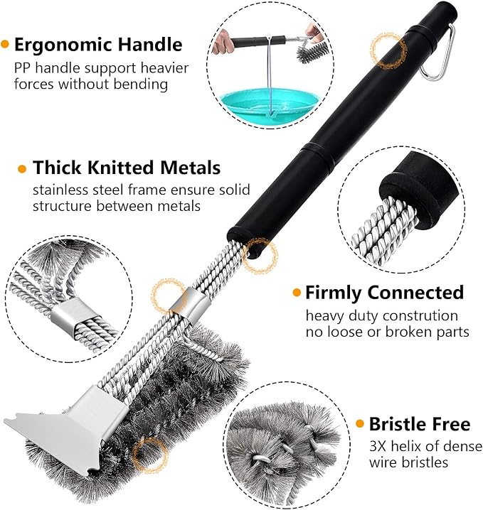 HaSteeL Grilling Utensil Set 18in, Stainless Steel BBQ Accessories Tools - Image 3