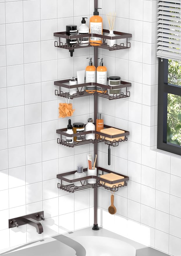 KEGII 4-Tier Corner Shower Caddy Tension Pole by KEGII