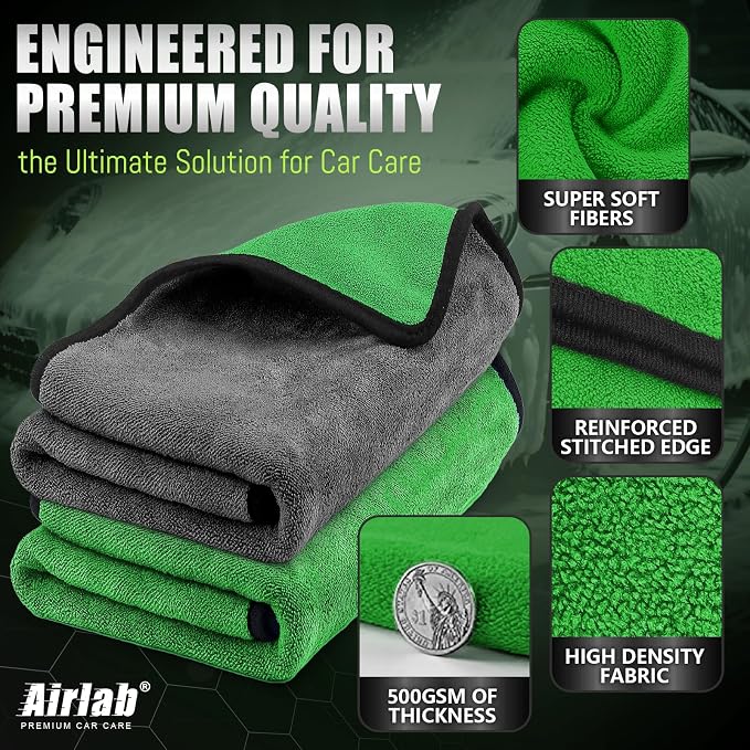 Airlab Microfiber Towels for Cars Wash Drying Thick Plush Cleaning Cloth Auto - Image 3